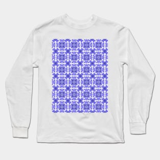 Classic European Blue Tiles Pattern Long Sleeve T-Shirt